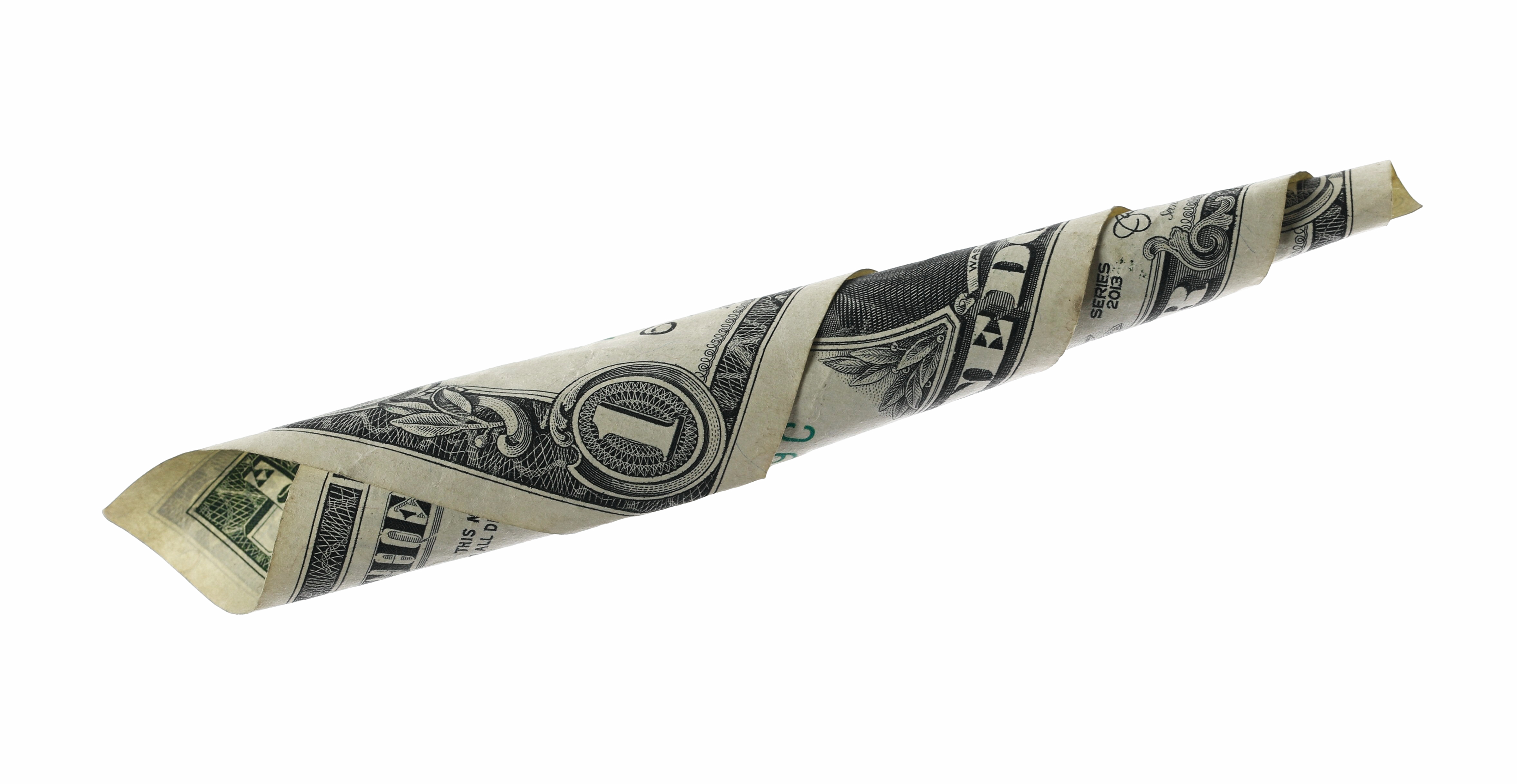 rolled up dollar bill
